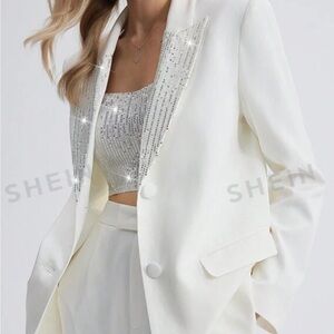 SHEIN sequin collar blazer